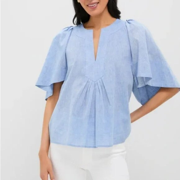 Tuckernuck • Pomander Place • Chambray Finley Flutter Sleeve Top - Picture 1 of 7
